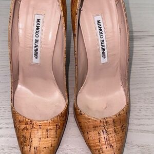 Manolo Blahnik Cork Tan Heels